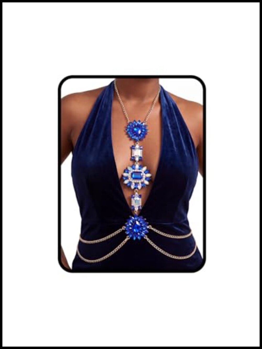 Rhinestone Body Chain Chest Necklace Beach Jewelry Adjustable